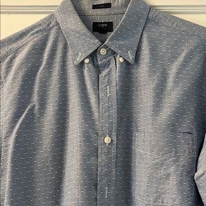 J. Crew Men's Textured Blue Shirt Slim Oxford Medium Long Sleeve Button Down